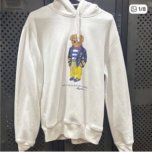 Polo Ralph Lauren White Hoodie with Bear Design